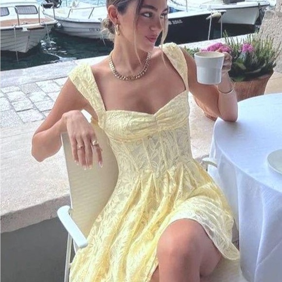For Love And Lemons | Dresses | For Love Lemons August Mini Dress Yellow |  Poshmark